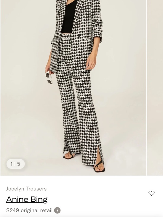 Anine Bing Pants - Anine Bing Jocelyn Houndstooth Wide-Leg Trousers — Black & White